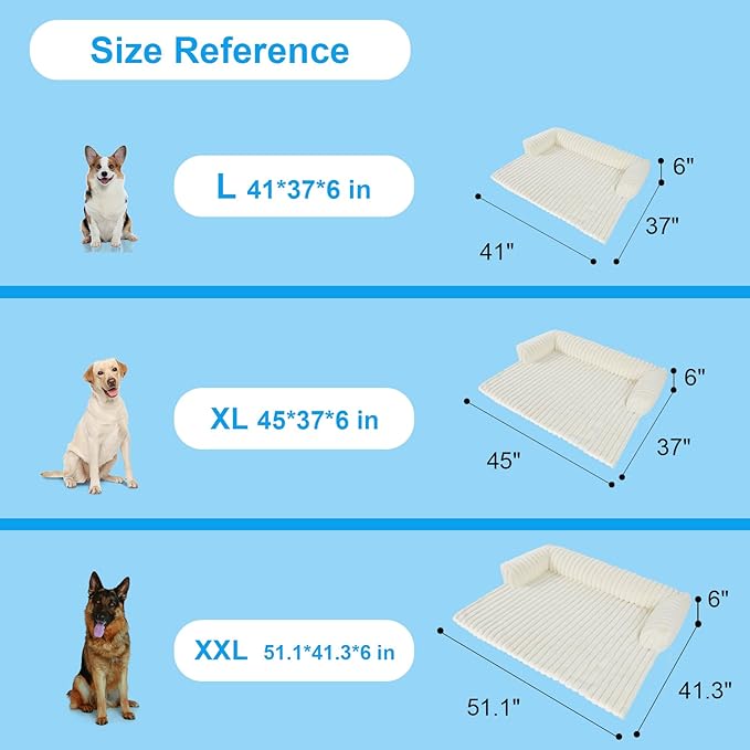 Wn's Day Luxurious Dog Couch Bed, Washable Calming Dog Couch Cover, Removable Couch Protector for Dogs, Waterproof Sofa Bed, Pet Bed Mats for Couch, Pet Couch Covers for Sofa(White, XXL)