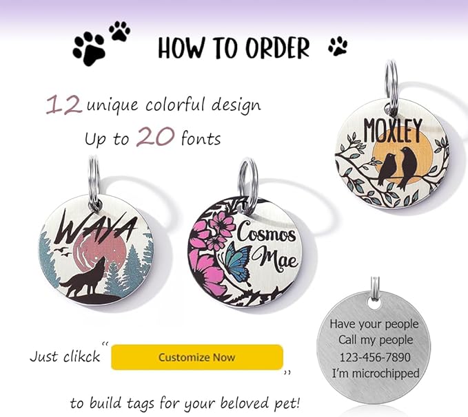MYXGY Colorful Dog Tags Personalized, Engraved Dog Tags with Colored Printing for Pets, Customizable Cat Collar Holder Tag (Sunshine)