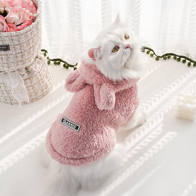 Selena Cat Bunny Ears Costume Cute Dog Kitten Hoodies Sweater Rabbit Ears Puppy Pet Apparel (XXX-Large,Pink)