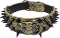 Serijoars Spiked Studded Dog Collar, PU Leather Dog Collar, Adjustable Pet Collars for Medium or Large Breed Pet (XL, Gold Brown3)