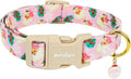 Christmas Dog Collar for Large Dogs, Adjustable Poly-Cotton Fabric Collar with Santa Pattern, Cute Pink Dog Collar for Dogs, Large Dog Collars Girls Dog Collars