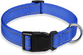 Reflective Dog Collar with Buckle Adjustable Safety Nylon Collars for Small Medium Large Dogs, Navy Blue S
