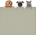 Largest Dog Food Mat, 39.5"x29.5" Silicone Dog and Cat Mat for Food and Water Bowls, Thinken Waterproof Non-Slip XXXL Pet Feeding Mat for Floors (Grayish Green)
