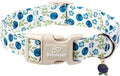 Spring/Summer Dog Collar for Large Dogs - Fresh Blueberry Girl Boy Dog Collars, Soft Lightweight Puppy Collar, Breathable Adjustable Male Female Fruit Floral Dogs Collars XL