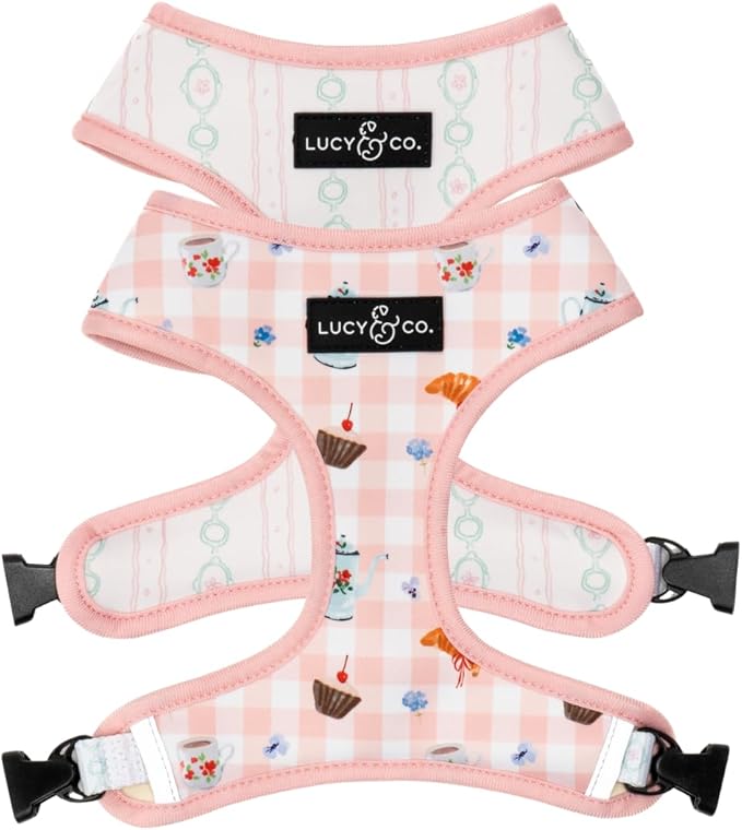 Lucy & Co. Sipping Slowly Reversible Dog Harness, Adjustable Comfort Fit with Dual Leash Attachments, X-Large