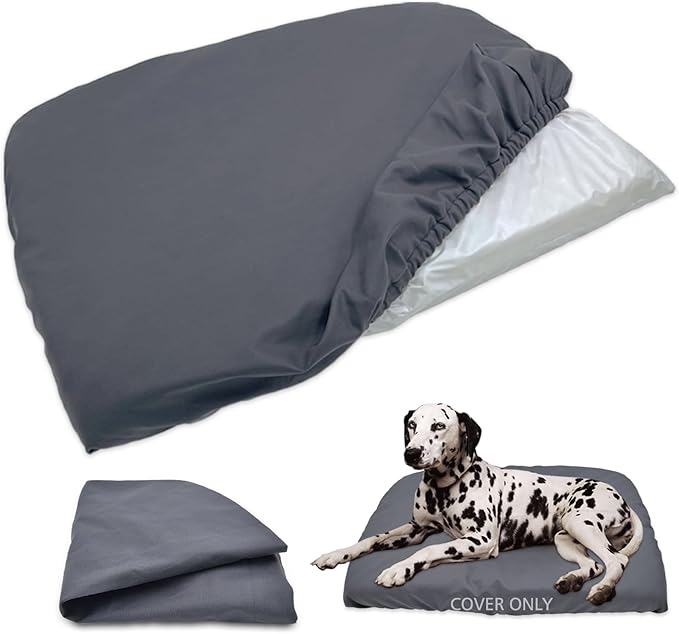 Dog Bed Cover Waterproof Replacement Machine Washable Covers for 54x44 Inch Dog Bed Heavy Duty Scratch Resistant Mattress Protector Pet Bed Cover Only Grey