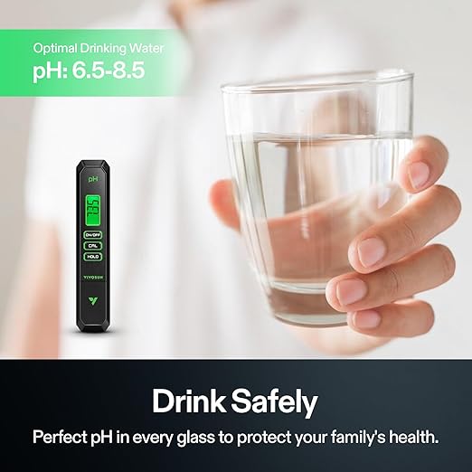 VIVOSUN Digital pH Meter, 0.01pH High Accuracy Pen Type pH Tester for Hydroponics, Household Drinking, Pool and Aquarium, Black, UL Certified