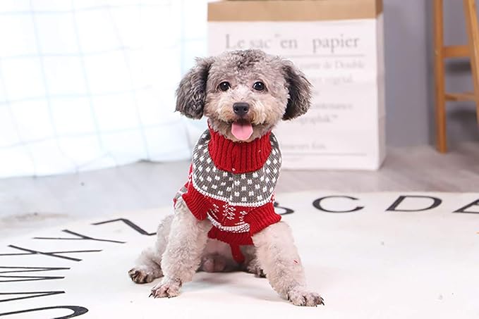 Vehomy Dog Christmas Sweaters Pet Winter Knitwear Xmas Clothes Classic Warm Coats Reindeer Snowflake Argyle Sweater for Kitty Puppy Cat-M