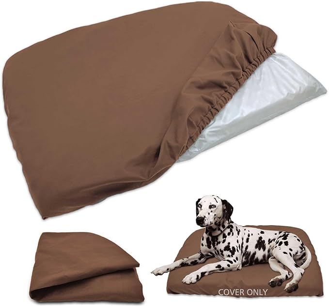 Dog Bed Cover Waterproof Replacement Machine Washable Covers for 20x15 Inch Dog Bed Heavy Duty Scratch Resistant Mattress Protector Pet Bed Cover Only Brown