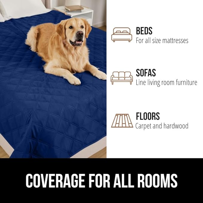 GORILLA GRIP Waterproof Couch Cover for Dogs, Gripped Slip Resistant Backing, Leak Proof Washable Dog Blanket Covers Sofa, Bed, Sectional, Crate, Car, RV Seats, Pet Puppy Essentials, 50x40 Navy Blue