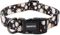 QQPETS Adjustable Soft Dog Collar: Print Flower Pink Multicolor Cute Patterns for XS Small Medium Large Pet Girl Boy Puppy Walking Running Training (XS, White Daisy)