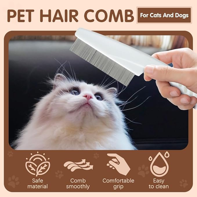 2 Pack Multifunctional Pet Comb, Upgrade Pet Grooming Brush Magic Tear Stain Removal Fine Tooth Stainless Massage Comb Kit for Puppies and Dogs (Green)