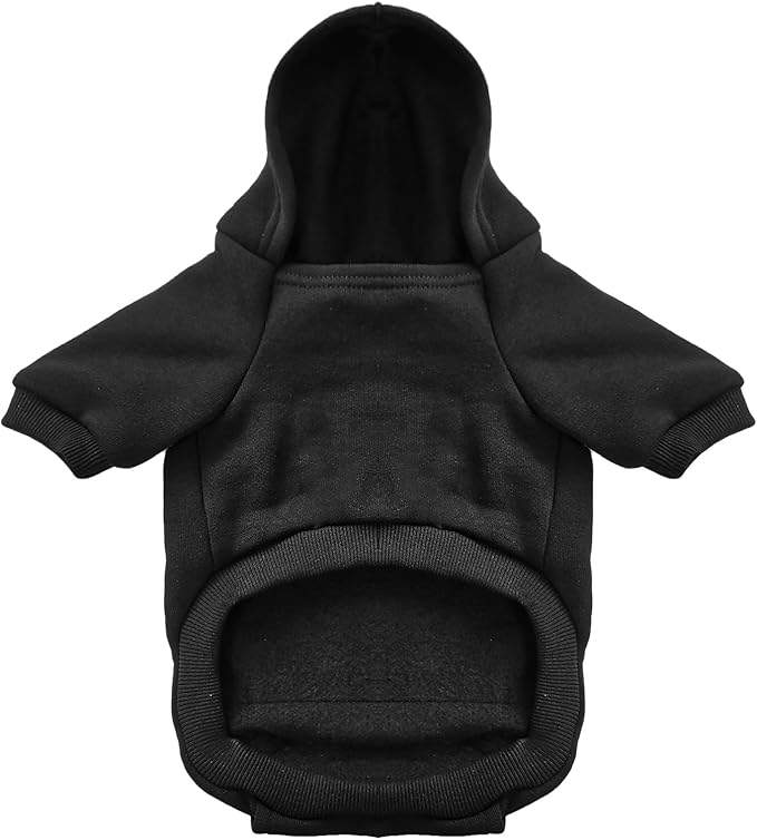 Jecikelon Winter Dog Hoodie Sweatshirts with Pockets Warm Dog Clothes for Small Dogs Chihuahua Coat Clothing Puppy Cat Custume (Black, Large)