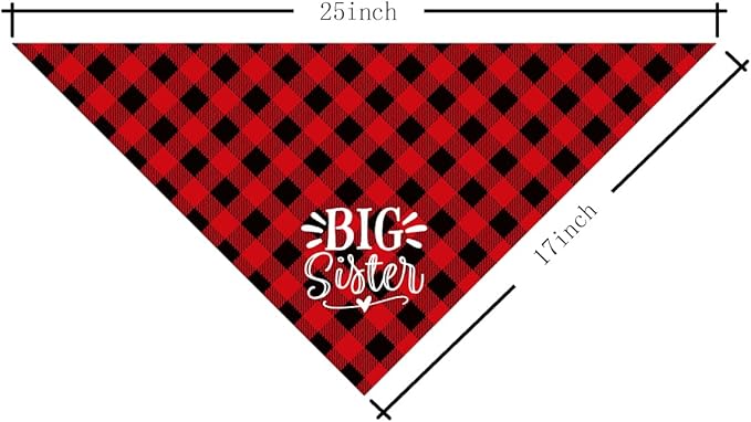 Big Sister Buffalo Plaid Plaid Plaid Blue Camo Pet Scarf Dog Bandana Accessories Poppy For Small Medium Large Gift, Puppy Announcement Dog, (B16)
