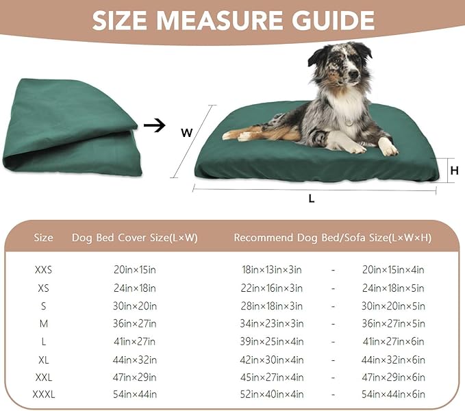 Dog Bed Cover Waterproof Replacement Machine Washable Covers for Dog Bed Heavy Duty Scratch Resistant Mattress Protector Pet Bed 20x15 Inch Dark Green Cover Only