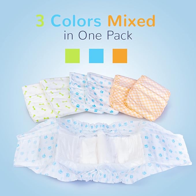 Pet Soft Disposable Male Dog Wraps - Dog Diapers for Male Dogs, Puppy Diapers 72pcs Medium