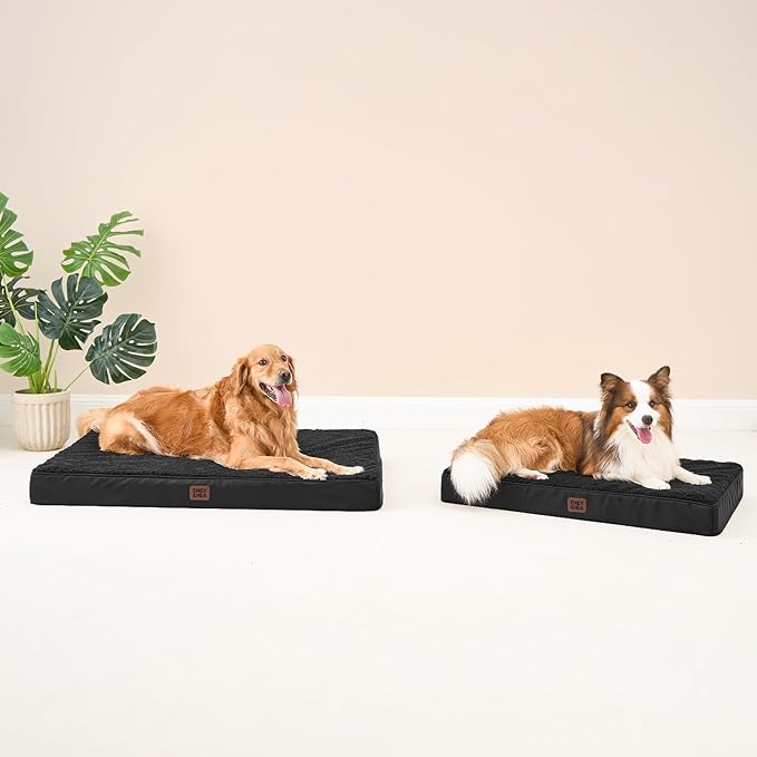 EHEYCIGA Orthopedic XXL Dog Beds for Jumbo Dogs with Removable Washable Cover for Crate, Black, 47x29