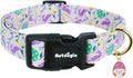 Easter Dog Collar, Spring Easter Egg Print Dog Collar with Purple Rabbit, Adjustable Cotton Puppy Collars Girl Boy Collar for Small Medium Large Dogs -L