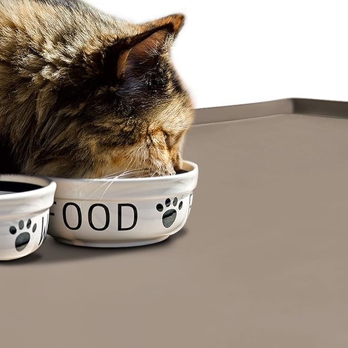 Dog Food Mat,Silicone Waterproof Food Tray,Non Slip Pet Bowl Mats Placemat,0.8" Raised Edge,Suitable for Most Small and Medium Sized Pets,28" x 18"