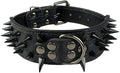 Serijoars Spiked Studded Dog Collar, PU Leather Dog Collar, Adjustable Pet Collars for Medium or Large Breed Pet (XL, Black3)