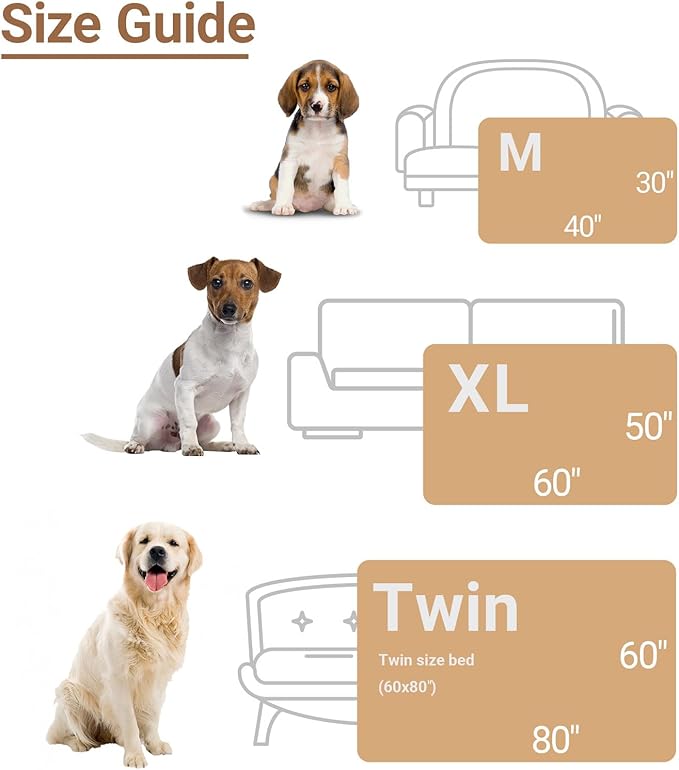 Waterproof Dog Blanket for Large Dogs - Reversible Washable Pet Blanket, Soft Sherpa Fleece Furniture Protector, Cat Throw Bed Couch, Grey, 60"x80"