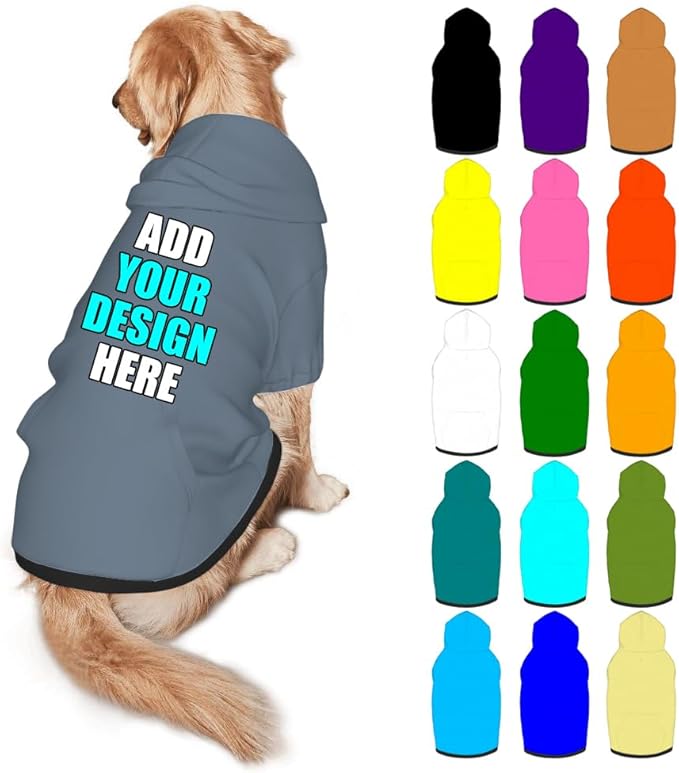 Custom Dog Clothes with Photo Name Logo Personalized Dog Sweaters for Small Medium Large Dogs Breathable Warm, SlateGray, M