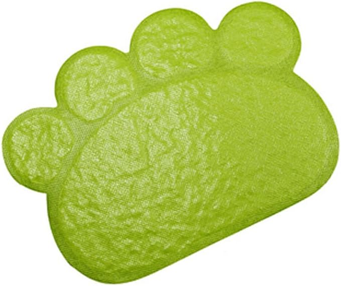 PVC Pet Dog Cat Puppy Kitten Dish Bowl Food Water Feeding Placemat, Non-Slip Cat Litter Mat Paw Shape, Rose Large