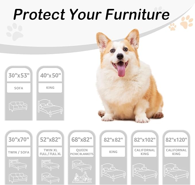 hyha Waterproof Dog Bed Blanket, Soft Pet Blankets, Waterproof Couch Cover for Dogs, Reversible Sofa Covers Washable for Furniture (68x82 Inch, Brown/Brown)