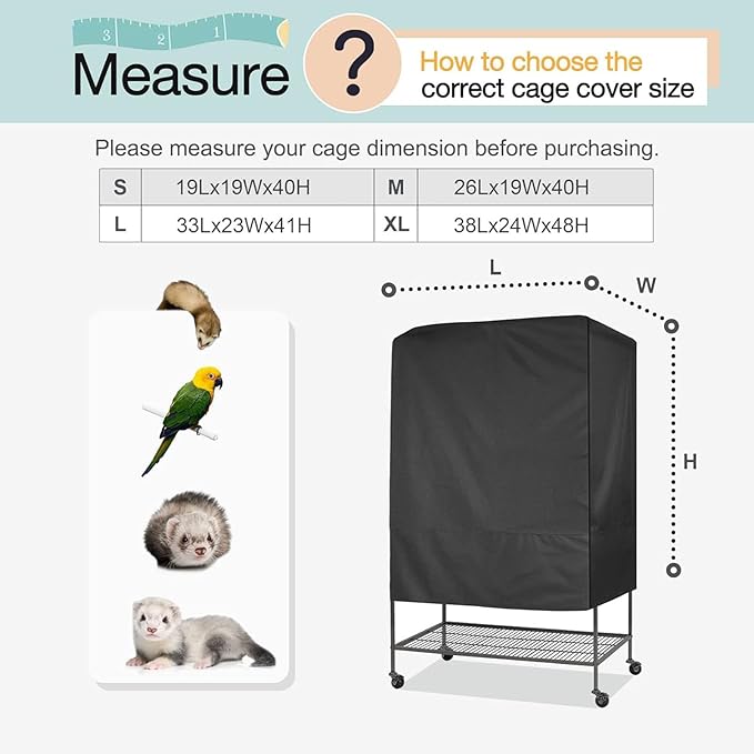 Bird Cage Cover Black Out, Protects Pets Privacy, Comfortable, Breathable, Waterproof and Dustproof, Parrot Cage Night Cover, Good Night Parrot Birdcages Protector Covers for Parakeet Cockatiel