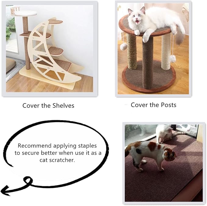 SHENGOCASE 78.7"x15.8" Trimmable Self-Adhesive Carpet Mat Pad Replacement for Cat Tree Shelf Shelves, Cat Wall Furniture Steps, Carpet Scratching Post Scratcher Couch Protector (Beige)