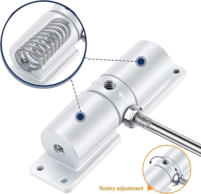 Automatic Door Closer, Zinc Alloy Safety Spring Door Closer Adjustable 30 kg Closing Door Hinge (Black)