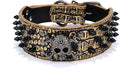 Serijoars Spiked Studded Dog Collar, PU Leather Dog Collar, Adjustable Pet Collars for Medium or Large Breed Pet (XL, Gold Brown2)