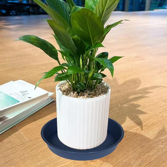 2 Pack of 20 21 inch Plant Saucer Round, Deep Plant Saucers for Pots, Heavy Duty Plastic Plant Drip Tray for Indoors Outdoor, Bird Bath Bowls, Plant Trays for Planter 19-22" (21 inch, Blue)