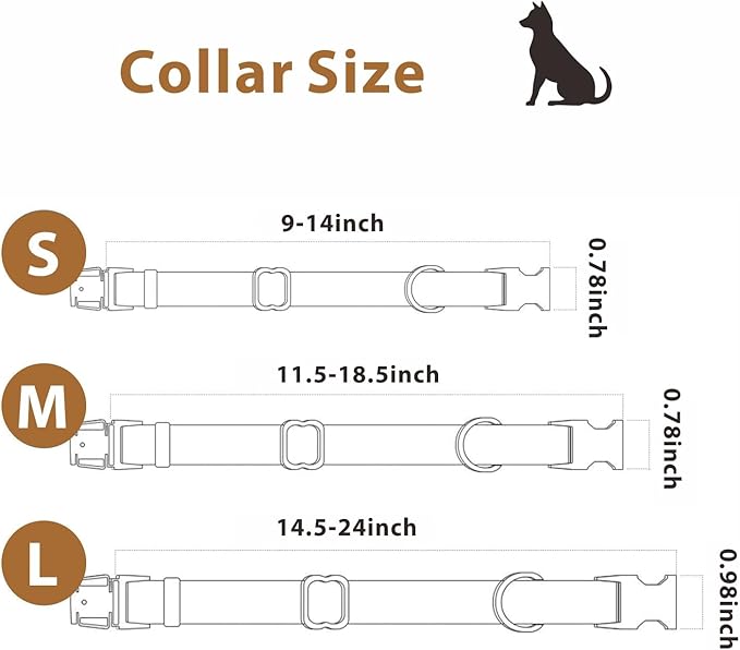 Dog Collar and Leash Set,Leather Silicone Waterproof Odor-Proof Dog Collar and Leash for Medium Dogs, Soft Flexible Dog Collars, Durable Thick Adjustable Pet Collar (Brown, Medium (11.5-18.5" Neck))