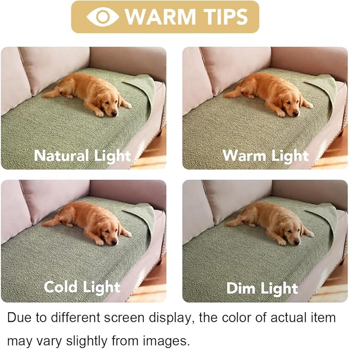 H.VERSAILTEX Non Slip Pet Couch Cover Chenille Dog Bed Protector Thick Soft Sofa Slipcover Pet Friendly Washable Couch Cushion Covers for Pets (40" x 50", Sage)