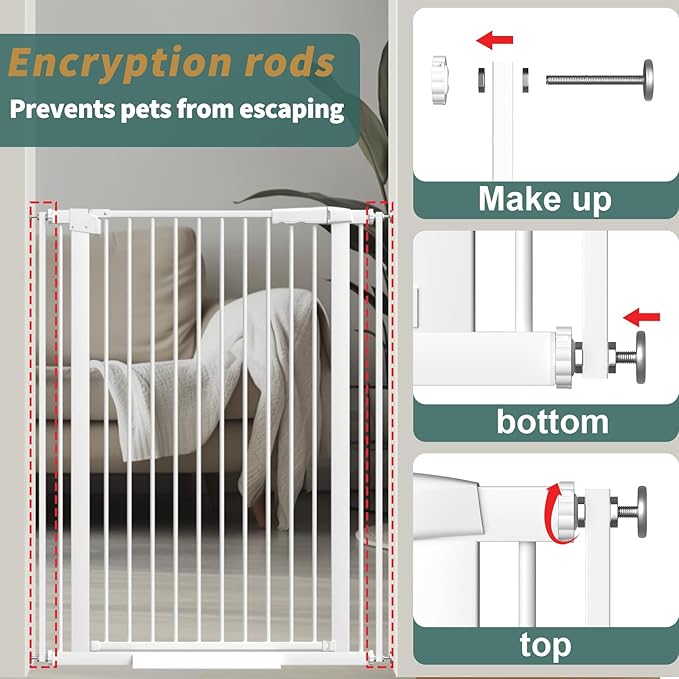 40.55" Tall, 30.11-34.05 Inch Wide, 1.37" Ultra Narrow Spacing Dog Pet Baby Gate Indoor for Doorway Hallway, Pressure Mounted 31 32 33 34 Inches Wide