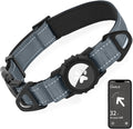 Joytale Airtag Dog Collar, Reflective Pet Collar with Waterproof AirTag Holder, Dual D-Rings, Soft Padded Adjustable for Small Dogs, Gray, S