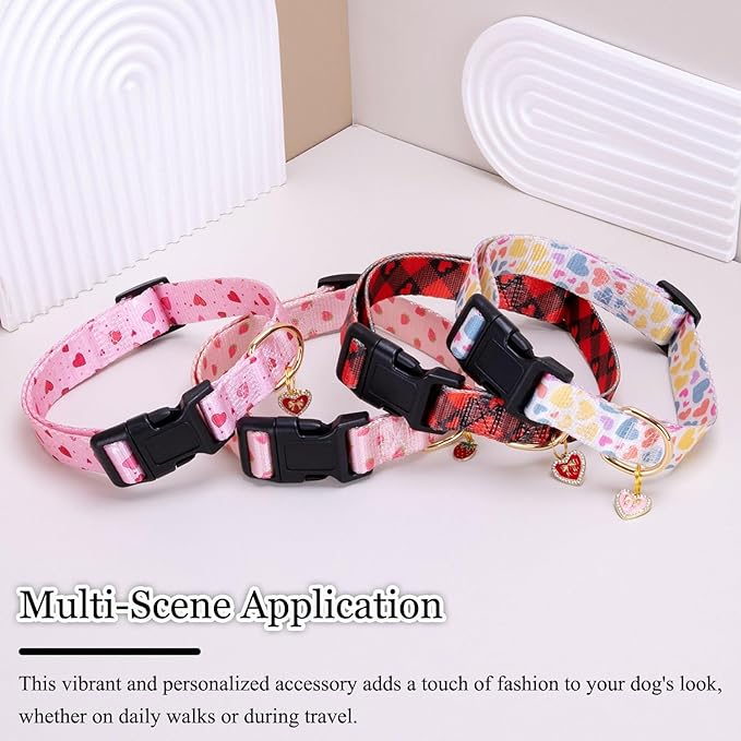Pink Strawberry Pattern Dog Collar with Buckle Adjustable Safety Nylon Collars for Small Medium Large Dogs, Cute Stylish Girl Boy Christmas Dog Collar(Pink Strawberry,XL)