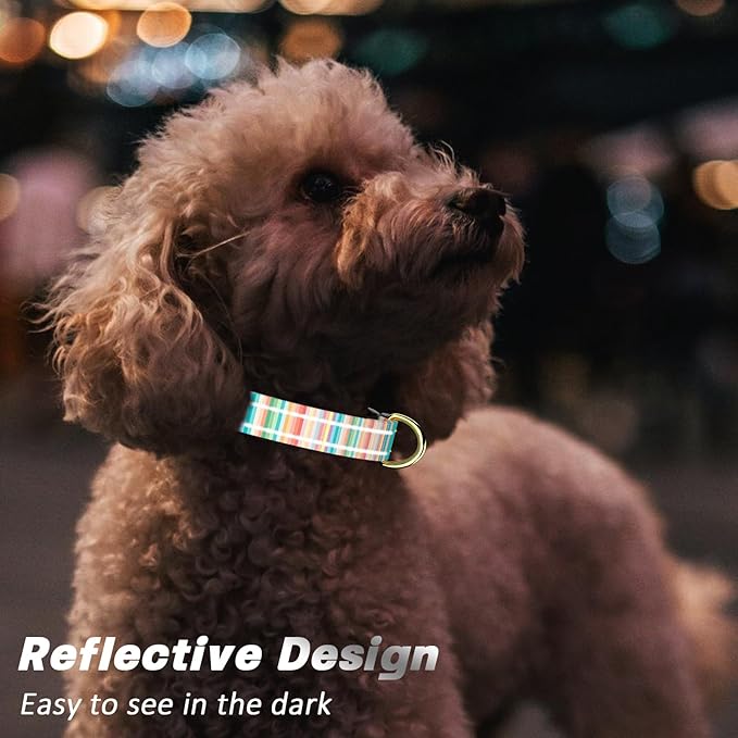 Reflective Dog Collar, Cute Dog Collar for Small Dogs, Soft Nylon Puppy Collar for Boy and Girl Female Dogs, Adjustable Pet Collars with Quick Release Buckle, Colorful Watercolor Art