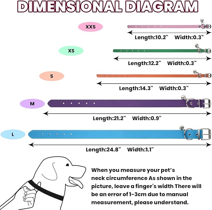 S Dog Collar for Small Dogs Adjustable Dog Collars Cat Collar for Small Medium Large Dogs 3/8 inch Width (Pink, S)