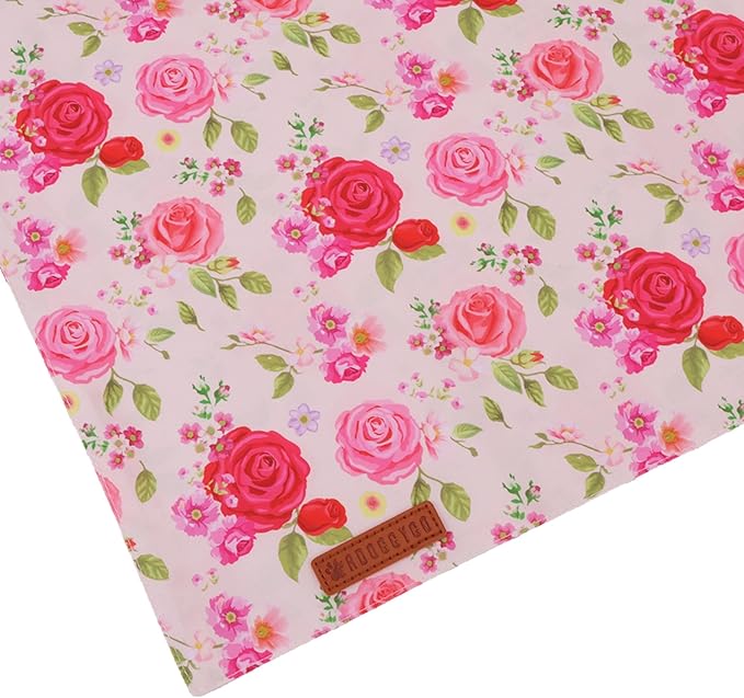 ADOGGYGO Floral Dog Bandana 2 Pack, Reversible Red Pink Rose Pet Scarf Bib, Adjustable Fit Cute Floral Bandanas for Extra Large Dogs Pets (X-Large)