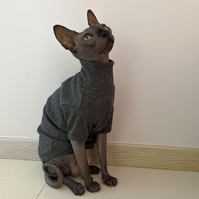 Kitipcoo Sweater for Sphynx Cat, X-Large, Deep Grey (Cotton, Turtleneck, Pull On, 1 Pack)