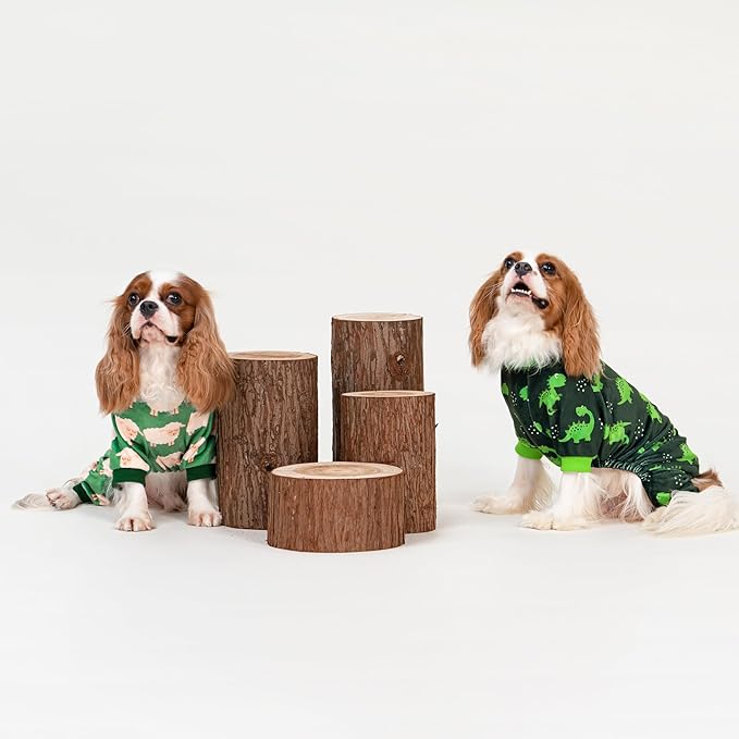 Fitwarm Funny Sheep Dog Pajamas, Warm Winter Dog Clothes for Small Dogs Boy Girl, Cozy Pet Onesie with Feet, Green, White, XL