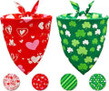 Valentine's & St. Patrick's Day Dog Bandana Set 2PCS-Small,Holiday Party Costumes,Pet Scarves for Boys and Girls,Dog Outfit Gifts for Small Dogs and Cats,Diverse Festive Styles