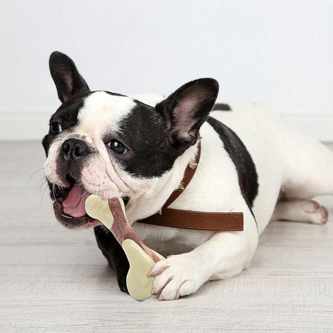 Tikaton Dog Chew Toys for Aggressive Chewers, Peanut Butter Flavor Durable Dog Teething Chew Toys Bones for Large/Medium/Small Puppies