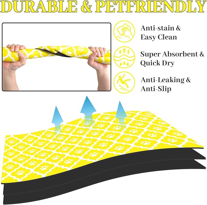 Dog Food Mat 17X30 Inch Pet Feeding Absorbent Mats for Floor Cat Water Bowl Placemats Non-Slip Washable Dog Mat for Food and Water