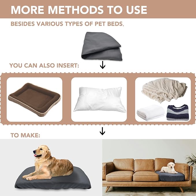Dog Bed Cover Waterproof Replacement Machine Washable Covers for 54x44 Inch Dog Bed Heavy Duty Scratch Resistant Mattress Protector Pet Bed Cover Only Grey