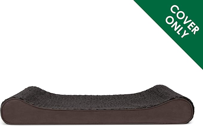 Furhaven Replacement Dog Bed Cover Ultra Plush Faux Fur & Suede Contour Luxe Lounger, Machine Washable - Chocolate, Medium