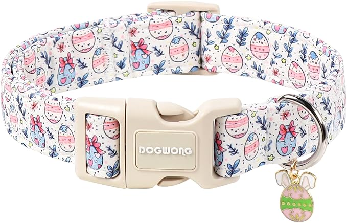 DOGWONG Cute Easter Egg Dog Collar, Adjustable Soft Egg Pet Collar for Small Medium Large Dogs,L Visit The Elegant Little Tail Store