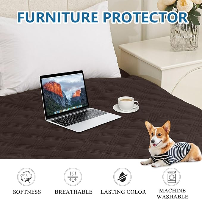 hyha Waterproof Dog Blanket, Reversible Pet Bed Blanket, Soft Sofa Couch Cover for Dogs Washable, Waterproof Pet Couch Covers for Sofa Puppy Cats Furniture Protector(30"x70", Chocolate/Chocolate)